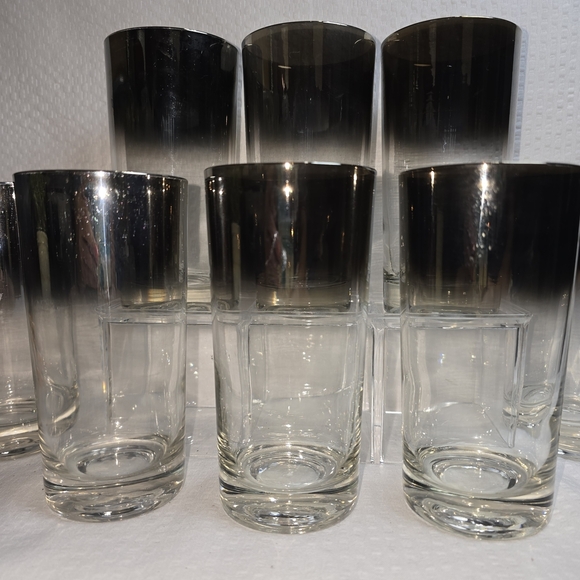 VINTAGE SET OF 8 DOROTHY THORPE STYLE SILVER FADE HIGHBALL GLASSES - Picture 7 of 8